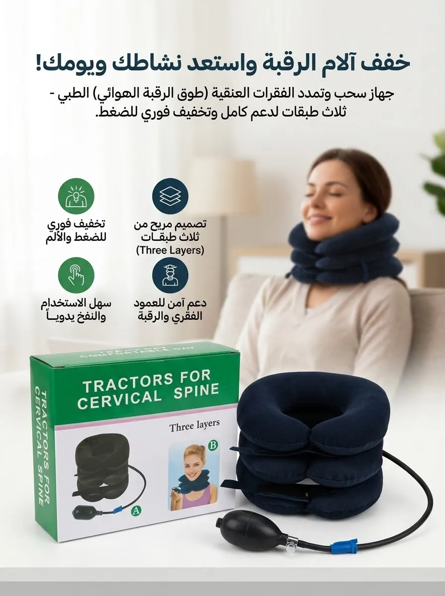 وسادة العنق الهوائية مع مضخة هوائية 💙